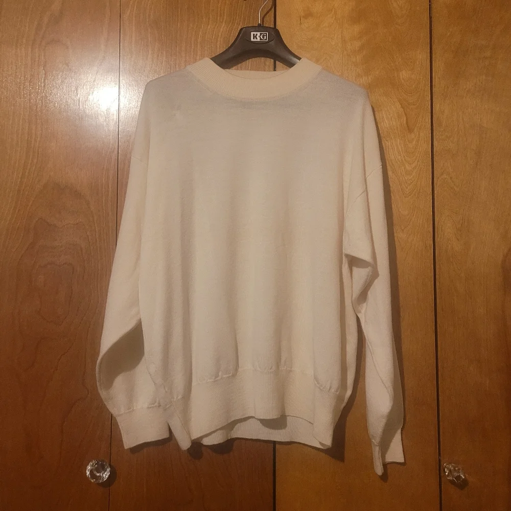 Vintage Pendleton merino wool thin mock neck sweater ivory Sz XL